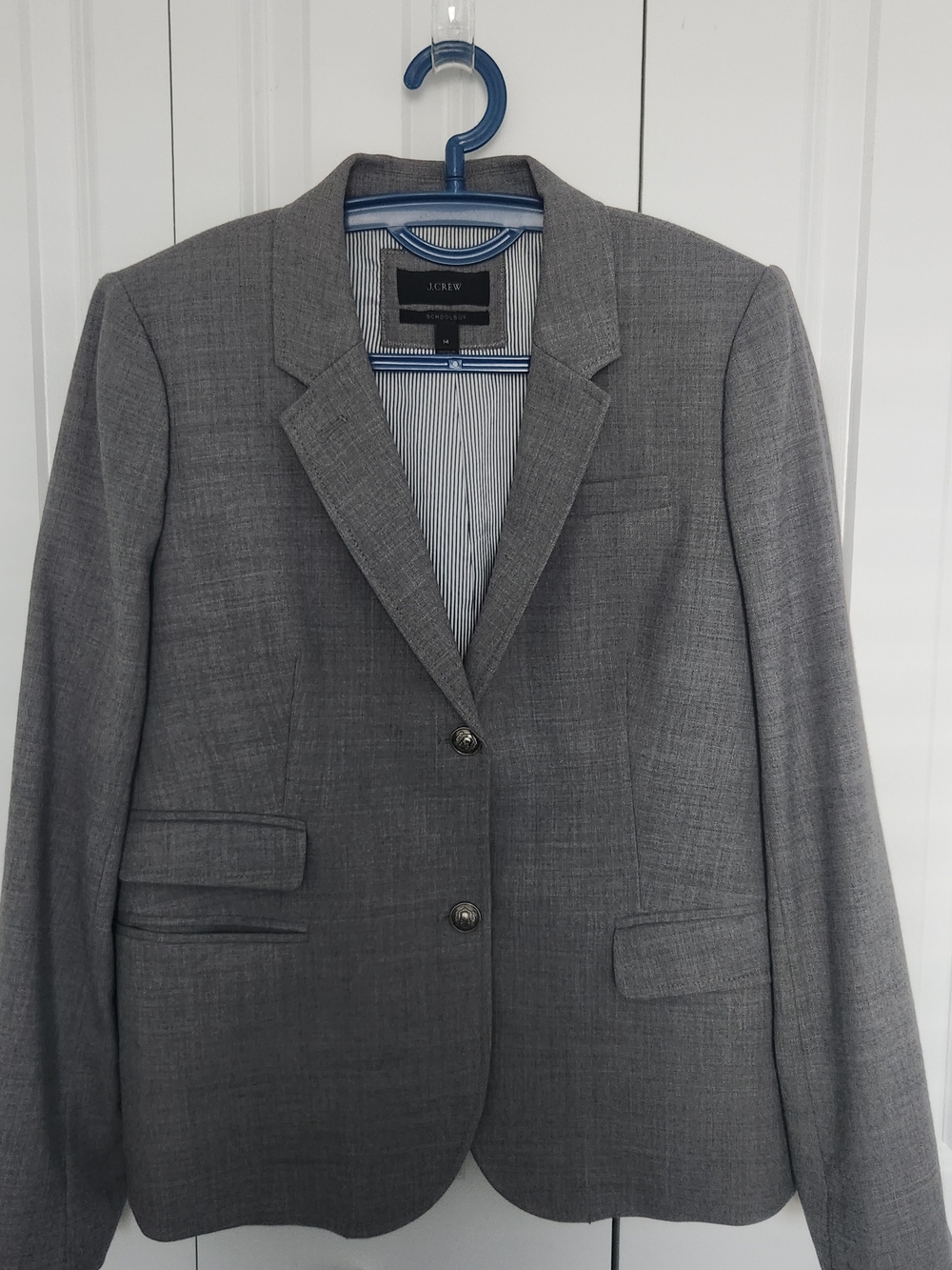 J. Crew Gray Tailored Two-Button Schoolboy Blazer